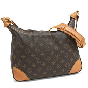 Louis Vuitton Boulogne Crossbody Bag Canvas Leather Brown